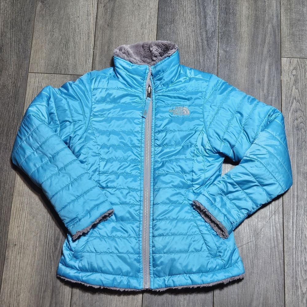 The North Face Girls‎ 7/8 Quilted Puffer Jacket Full Zip Fleece Lined Reversible